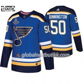 St. Louis Blues Hockeydrakt Jordan Binnington 50 Adidas 2019 Stanley Cup Champions Royal Authentic - Barn